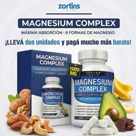 Magnesio Complex Zortins 90 cápsulas- LLevate dos unidades y pagá mucho más barato!